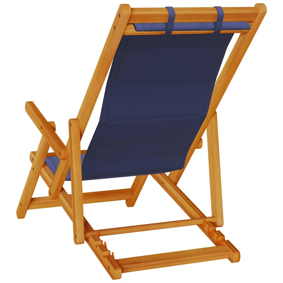 Chaise pliante avec accoudoirs en bois d'acacia bleu et textilène - 6