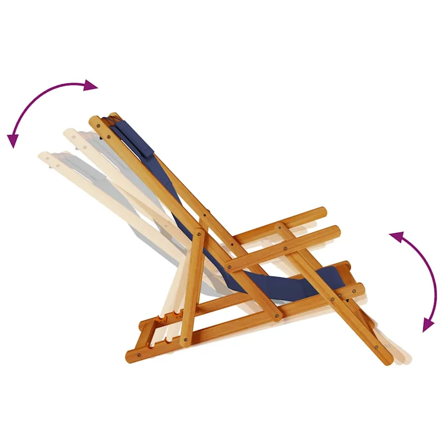 Chaise pliante avec accoudoirs en bois d'acacia bleu et textilène - 8