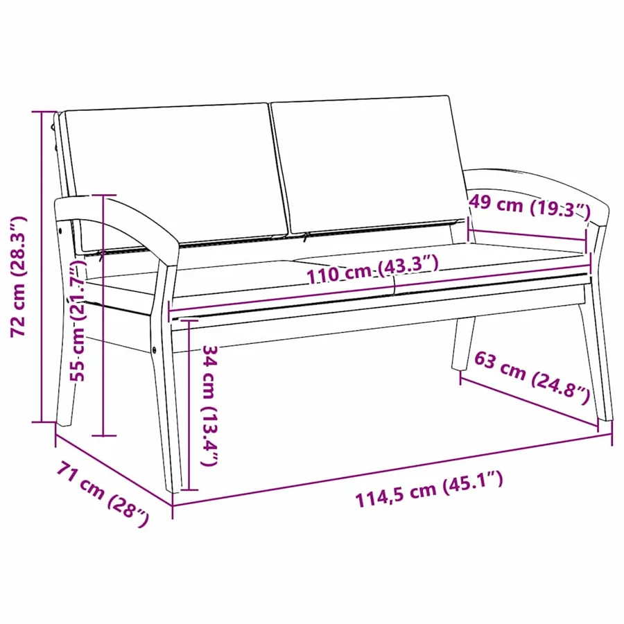 Banc de jardin Huile Naturelle Bois d'Acacia Massif - 9