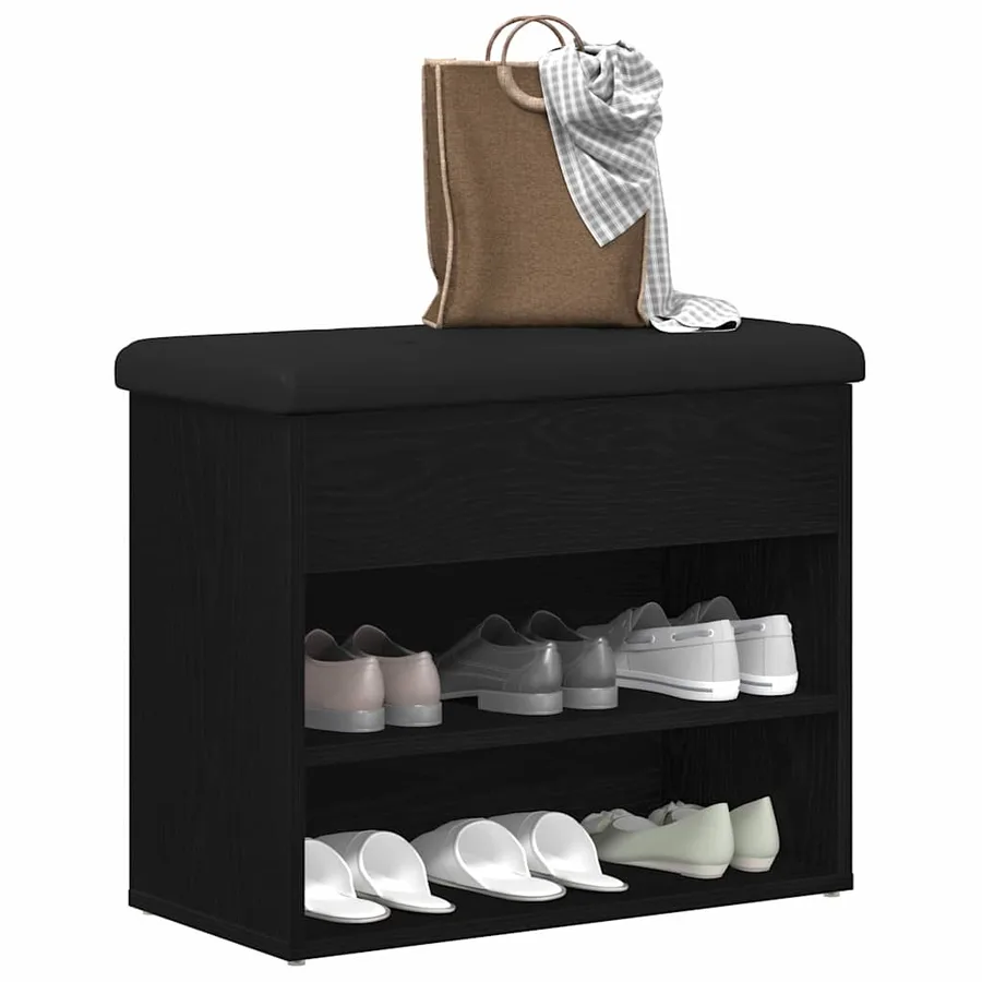 Banc de rangement Chêne noir 62 x 32 x 50 cm Bois d'ingénierie - 3