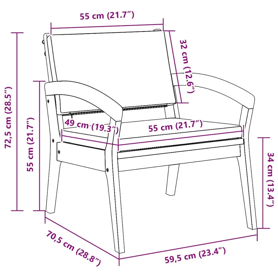 Chaise de jardin 2 pcs Huile Naturelle Bois d'Acacia Massif - 10