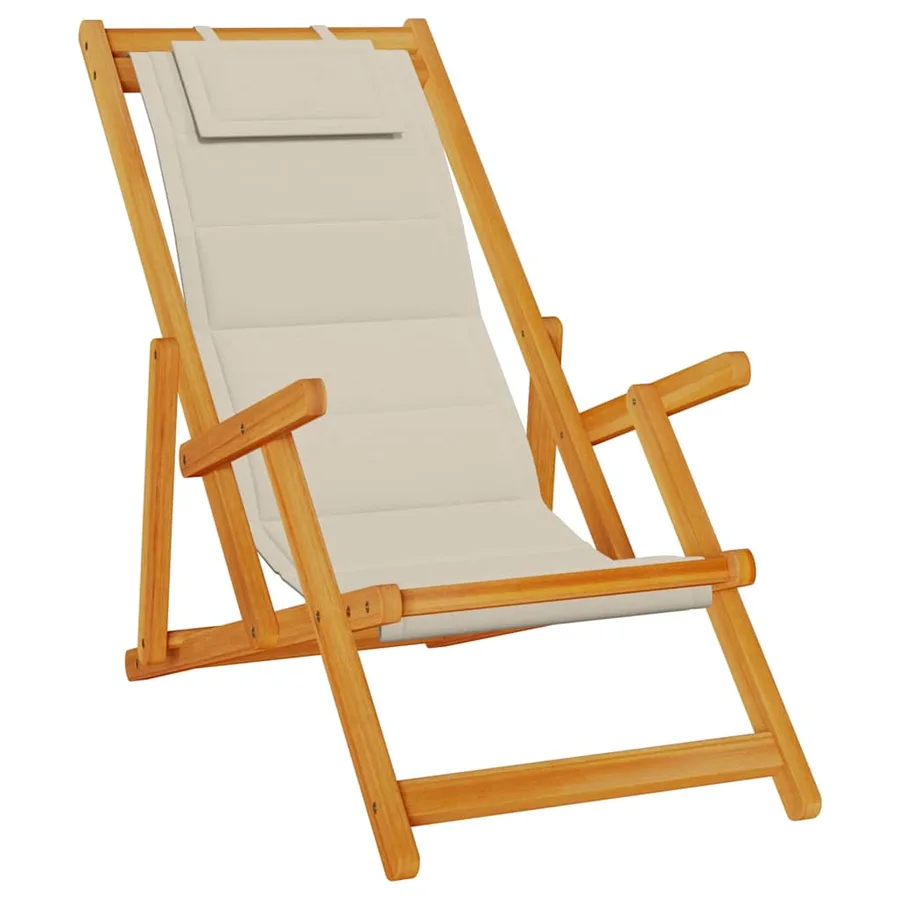 Chaise de plage avec coussin 2 pcs Marron Bois d'Acacia Massif - 4