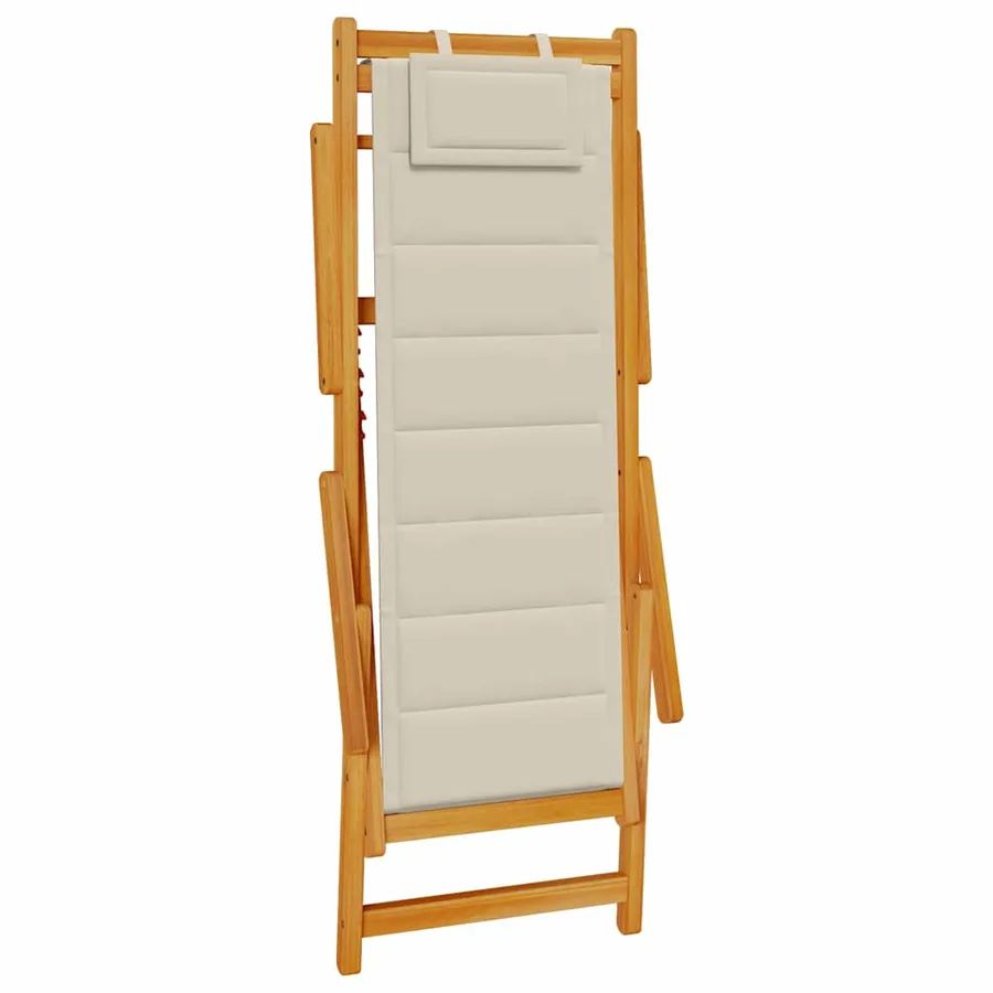 Chaise de plage avec coussin 2 pcs Marron Bois d'Acacia Massif - 5