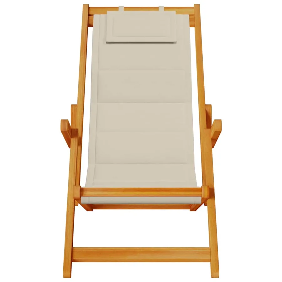 Chaise de plage avec coussin 2 pcs Marron Bois d'Acacia Massif - 7