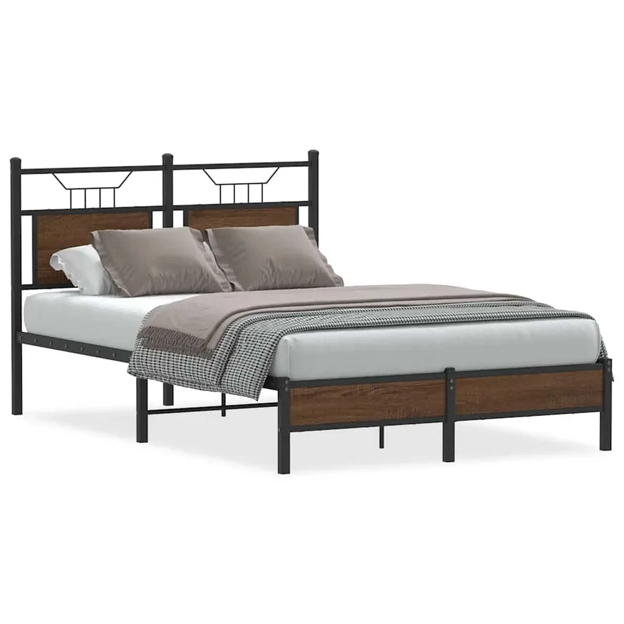 Cadre de lit sans matelas chêne marron 120x190 cm - 2