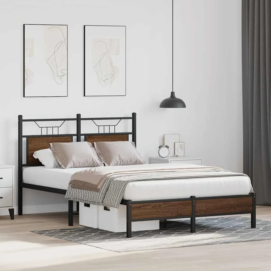 Cadre de lit sans matelas chêne marron 120x190 cm - 4