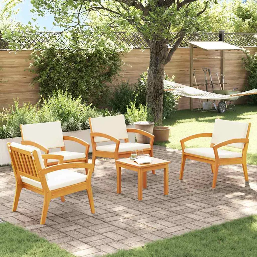 Ensemble bistrot avec coussin 5 pcs Marron Polyester