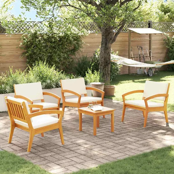 Ensemble bistrot avec coussin 5 pcs Marron Polyester