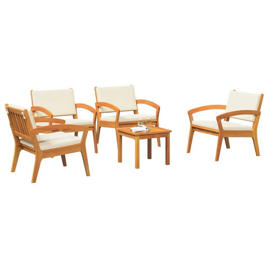 Ensemble bistrot avec coussin 5 pcs Marron Polyester - 3