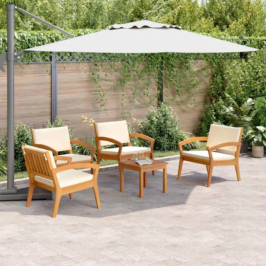 Ensemble bistrot avec coussin 5 pcs Marron Polyester - 4