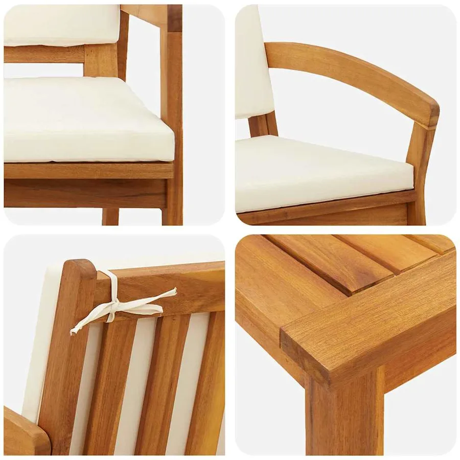 Ensemble bistrot avec coussin 5 pcs Marron Polyester - 8