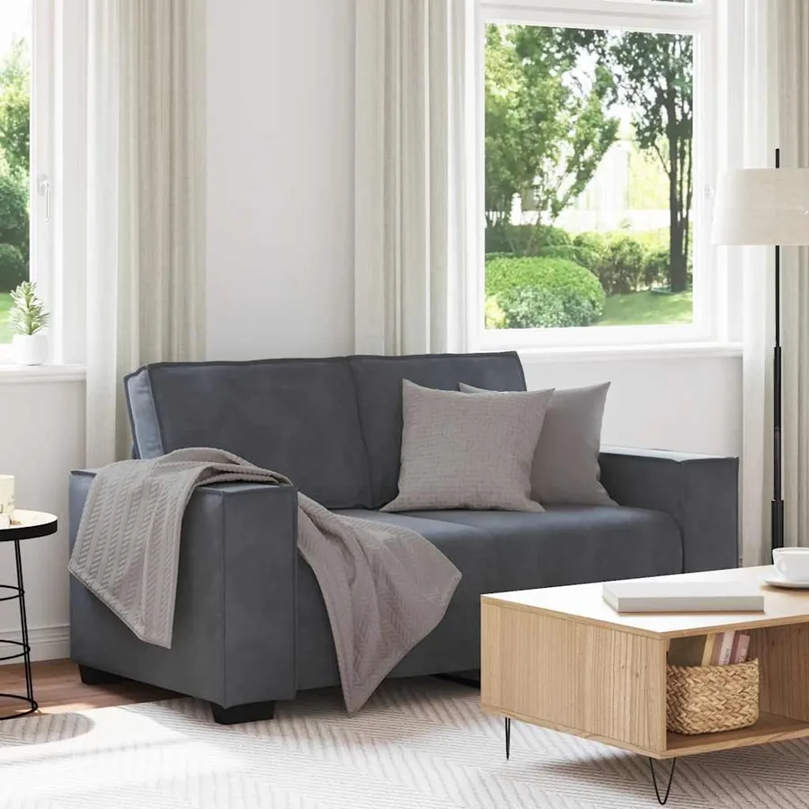Canapé à 2 places Gris foncé 160x78x84 cm Velours