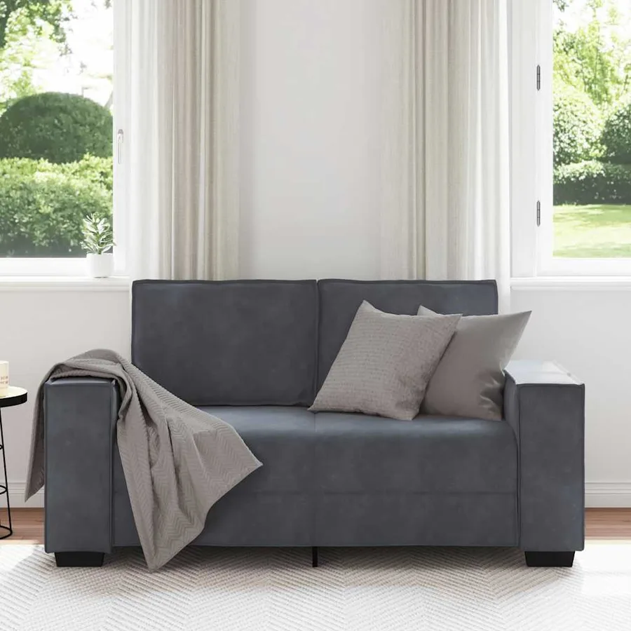 Canapé à 2 places Gris foncé 160x78x84 cm Velours - 3