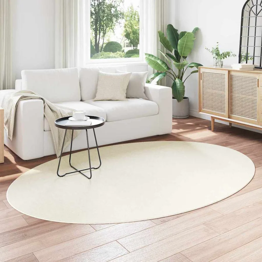 Tapis de surface ovale HUARTE Crème 160 x 230 cm 100% Polyester - 3