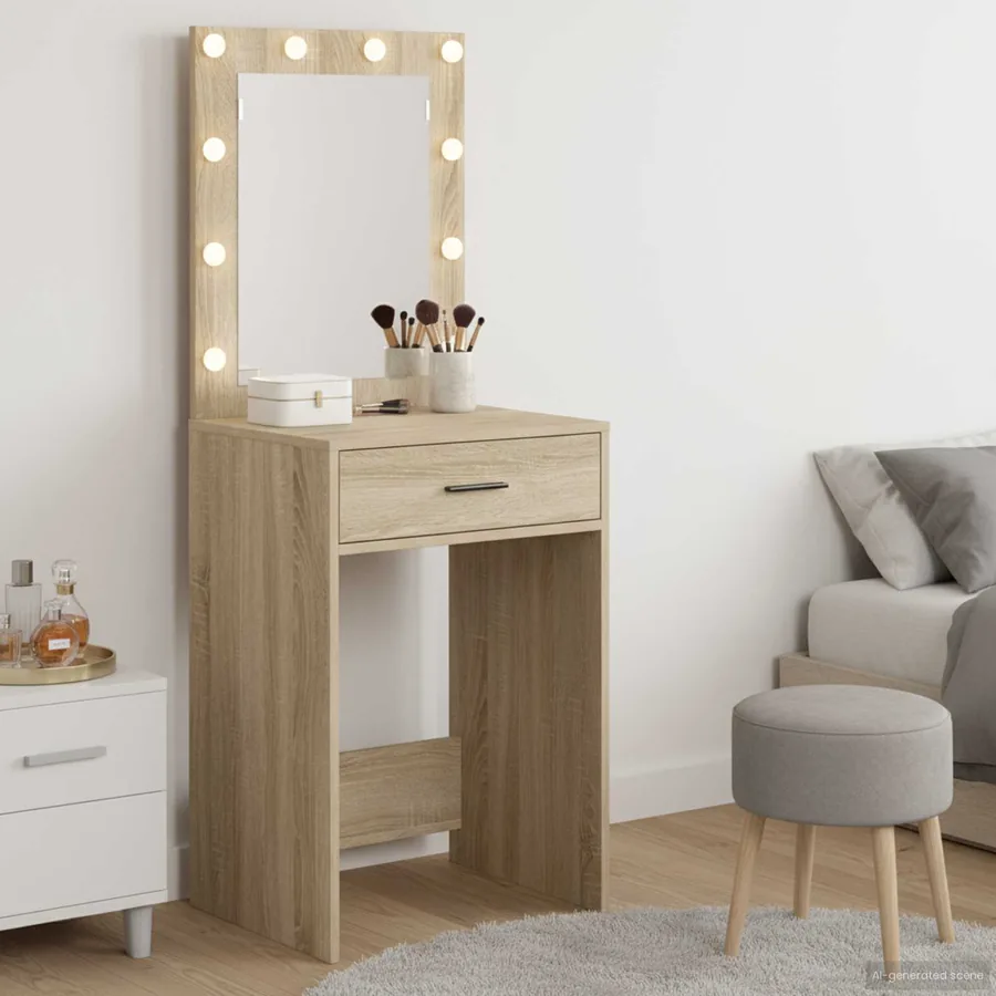 Table de Toilette avec tiroir Chêne Sonoma 50 x 41 x 135 cm
