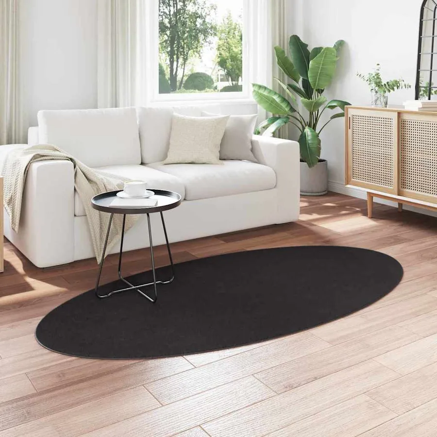 Tapis de surface ovale HUARTE Noir 100 x 200 cm 100% Polyester - 3