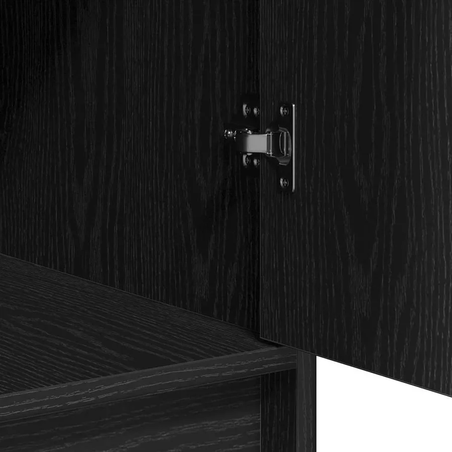 Table de Toilette avec tiroir 3 pcs Noir Bois d'ingénierie - 9