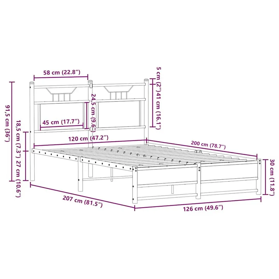 Cadre de lit sans matelas chêne marron 120x200 cm - 11