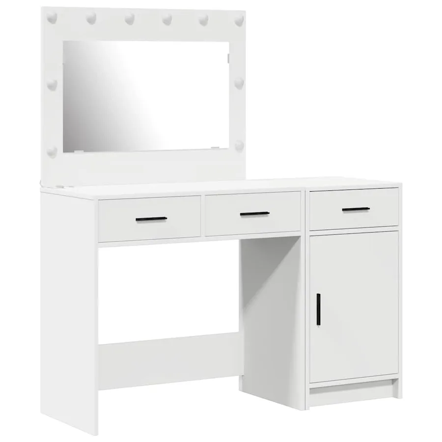 Table de Toilette avec tiroir 2 pcs Blanc Bois d'ingénierie - 2