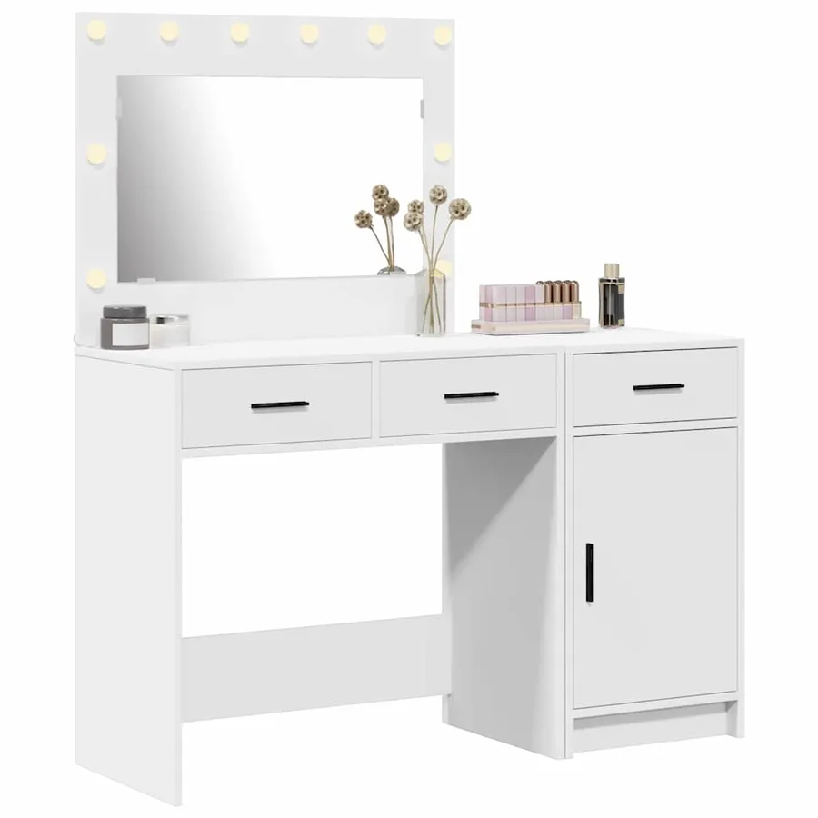 Table de Toilette avec tiroir 2 pcs Blanc Bois d'ingénierie - 3