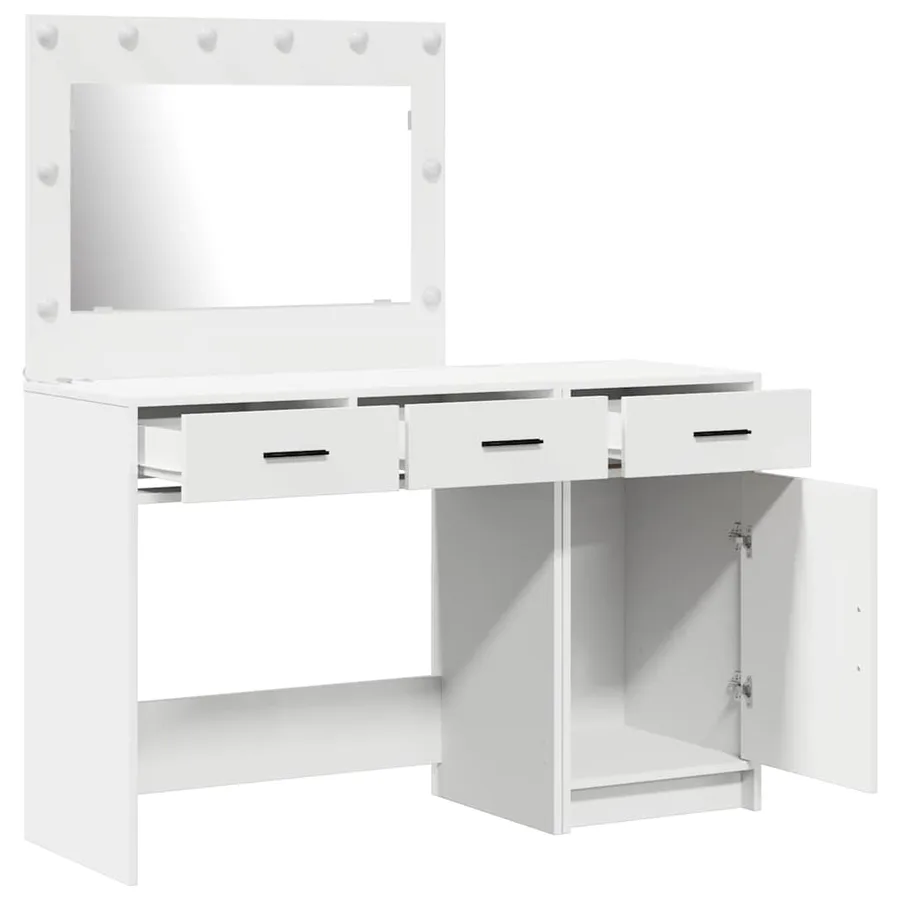 Table de Toilette avec tiroir 2 pcs Blanc Bois d'ingénierie - 5