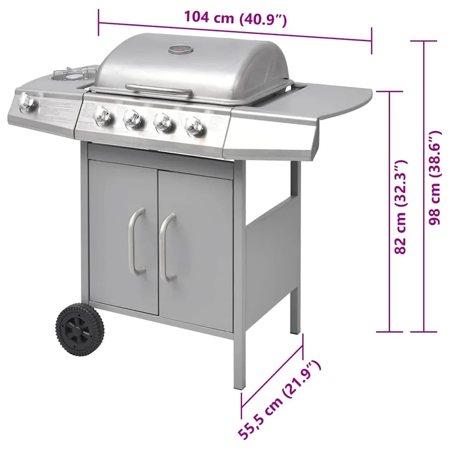 Barbecue à gaz 4 + 1 zone de cuisson Argenté - 9
