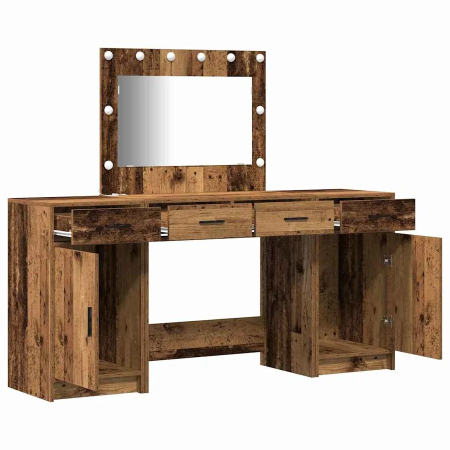 Table de Toilette avec tiroir 3 pcs Marron Bois d'ingénierie - 6