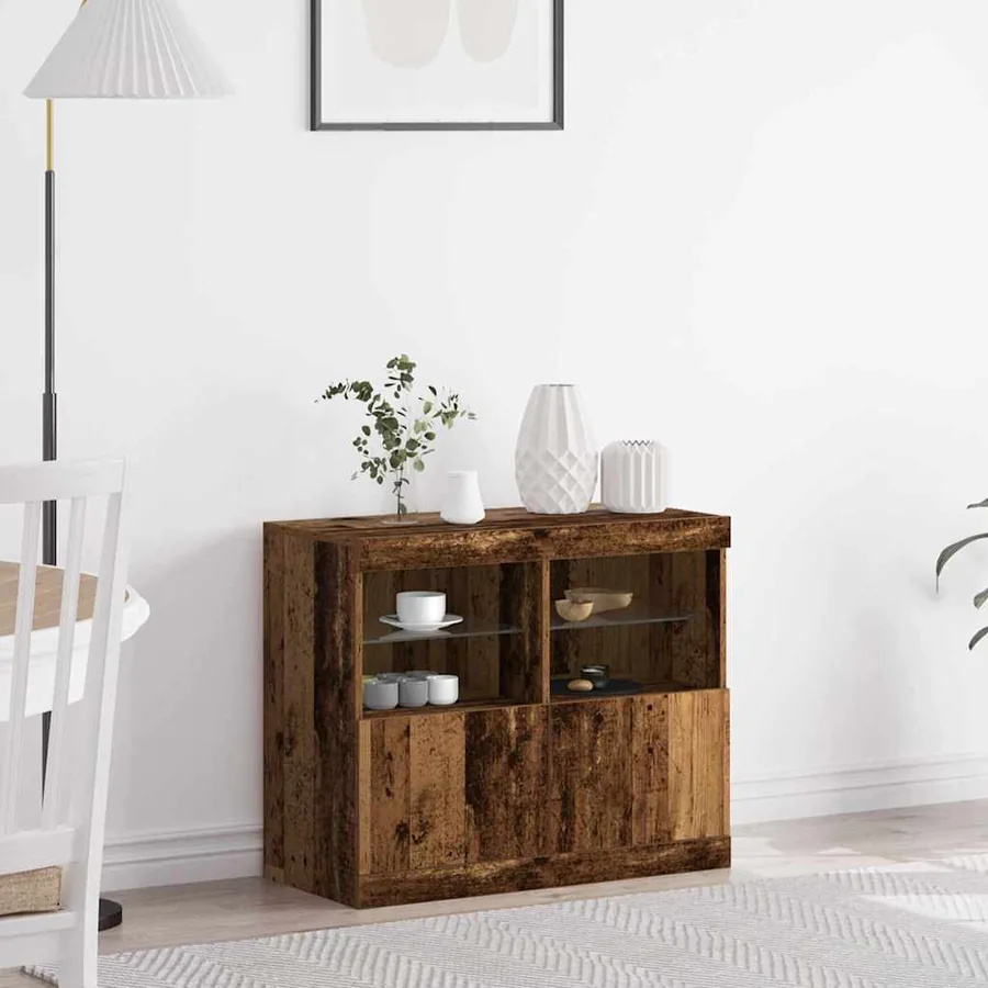 Buffet LED Marron 81 x 37 x 66,5 cm Bois d'ingénierie