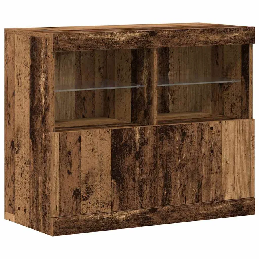Buffet LED Marron 81 x 37 x 66,5 cm Bois d'ingénierie - 2