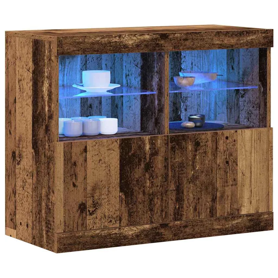 Buffet LED Marron 81 x 37 x 66,5 cm Bois d'ingénierie - 3