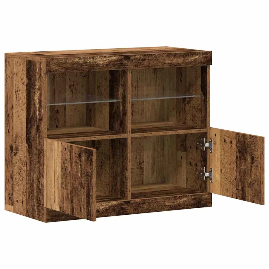 Buffet LED Marron 81 x 37 x 66,5 cm Bois d'ingénierie - 5