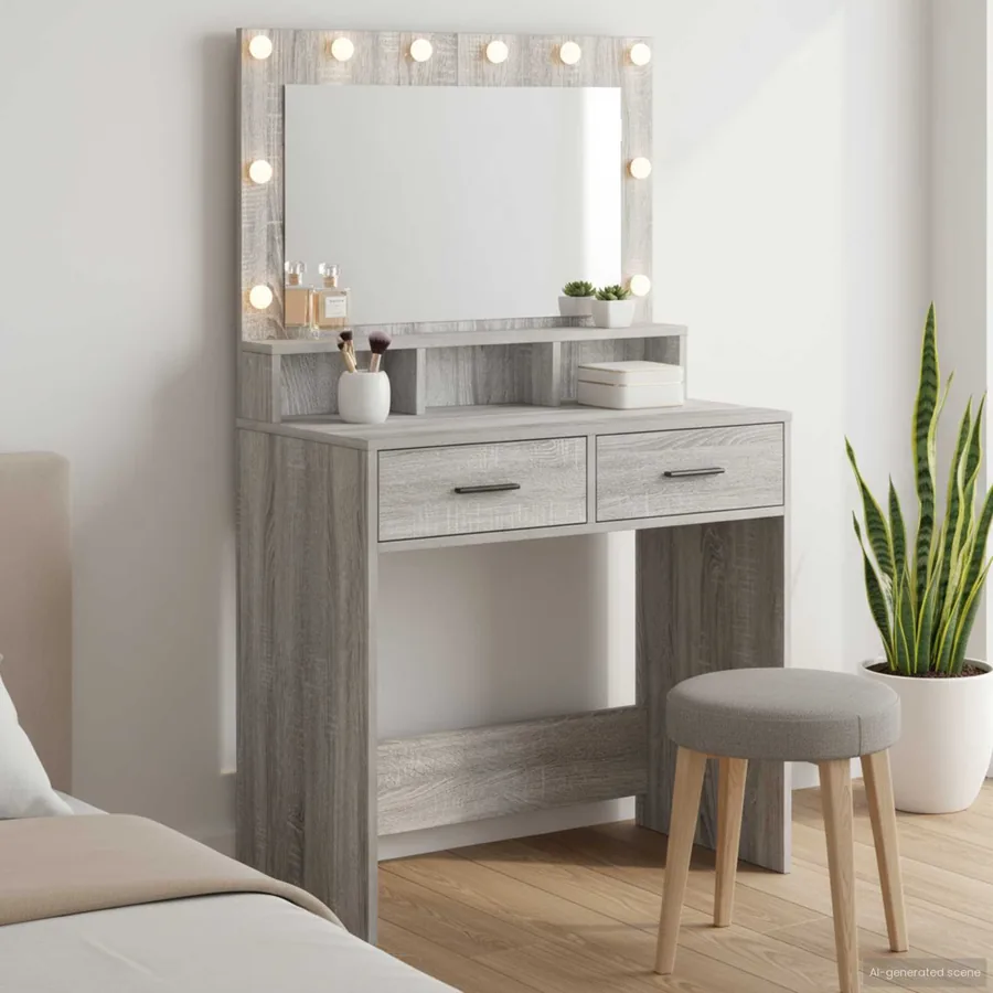 Table de Toilette avec tiroir Gris Sonoma 79 x 41 x 135 cm