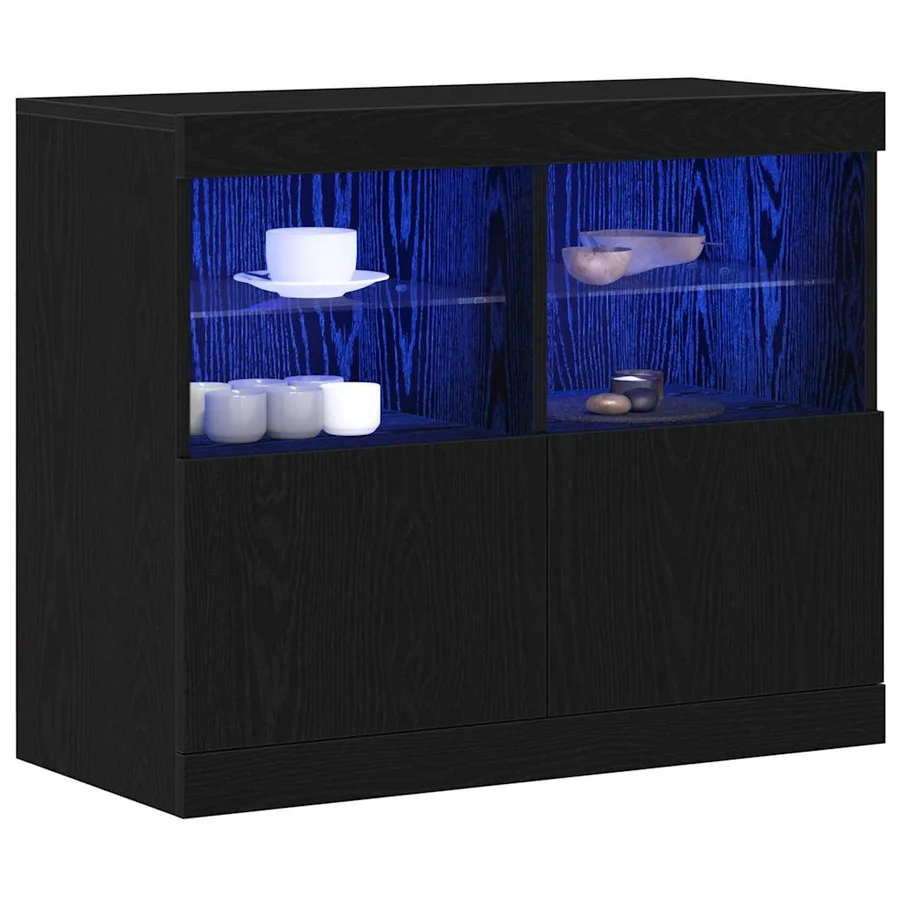 Buffet LED Noir 81 x 37 x 66,5 cm Bois d'ingénierie - 3