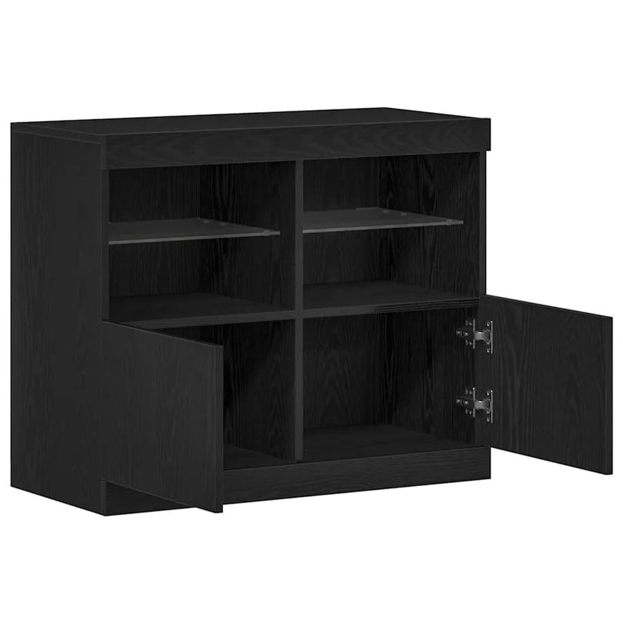 Buffet LED Noir 81 x 37 x 66,5 cm Bois d'ingénierie - 5