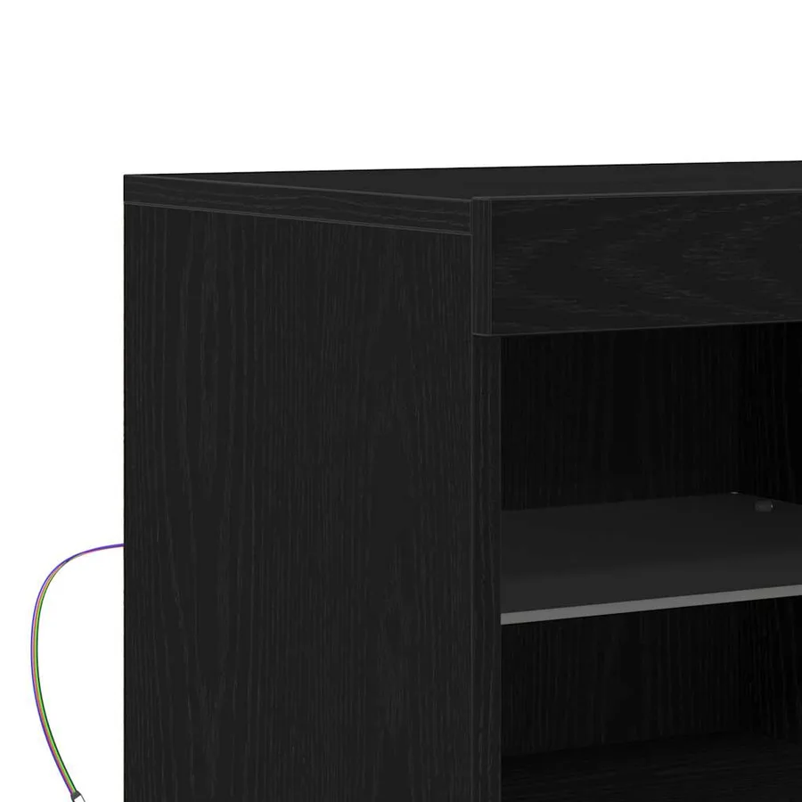 Buffet LED Noir 81 x 37 x 66,5 cm Bois d'ingénierie - 9