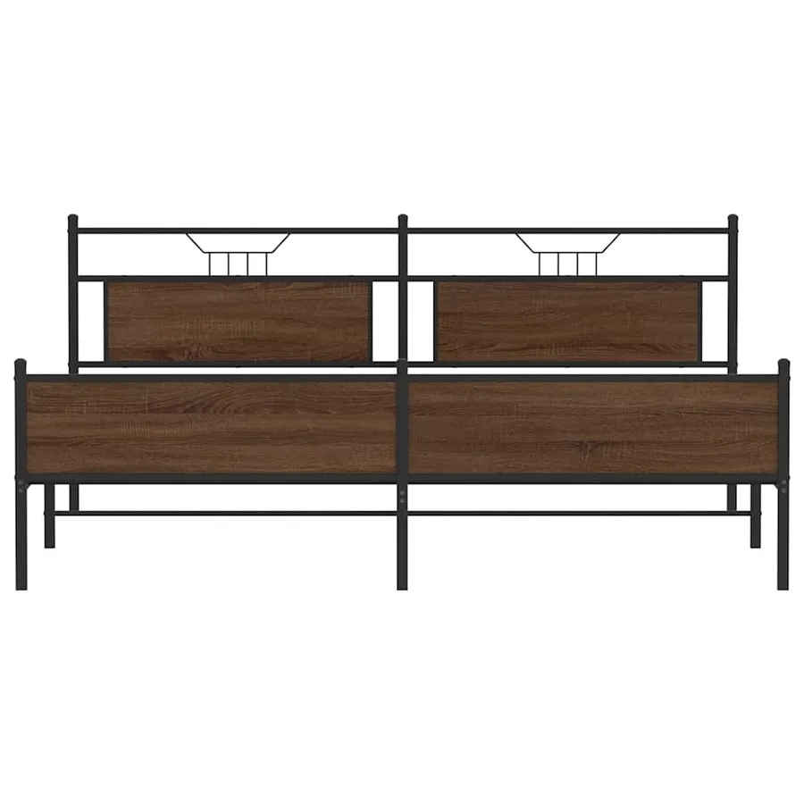 Cadre de lit en métal sans matelas chêne marron 193x201 cm - 6