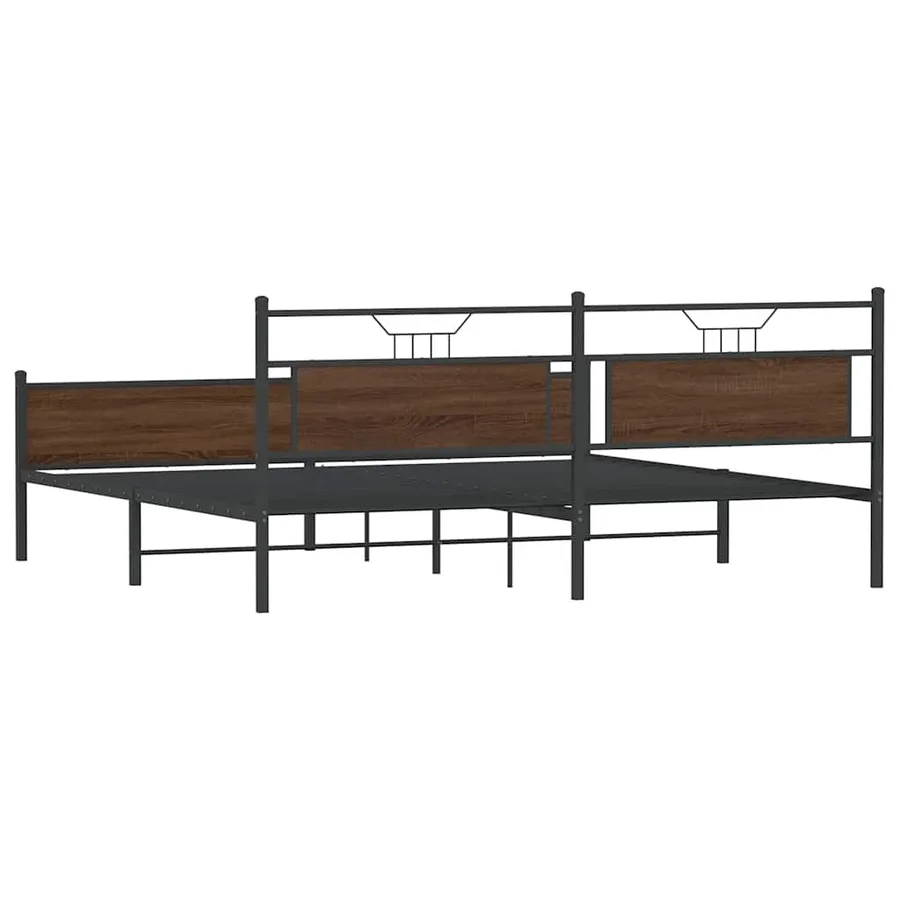 Cadre de lit en métal sans matelas chêne marron 193x201 cm - 8
