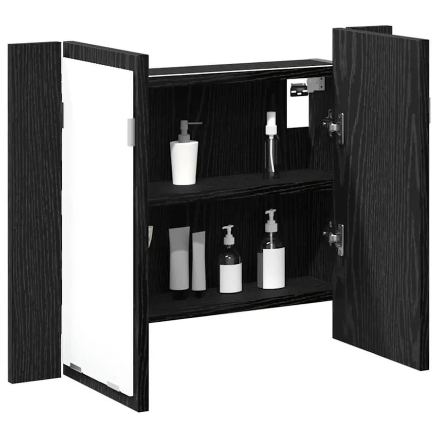 Amoire de salle de bain avec miroir Chêne noir 60 x 12 x 45 cm - 3