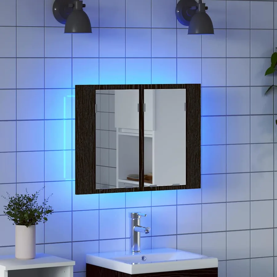 Amoire de salle de bain avec miroir Chêne noir 60 x 12 x 45 cm - 5