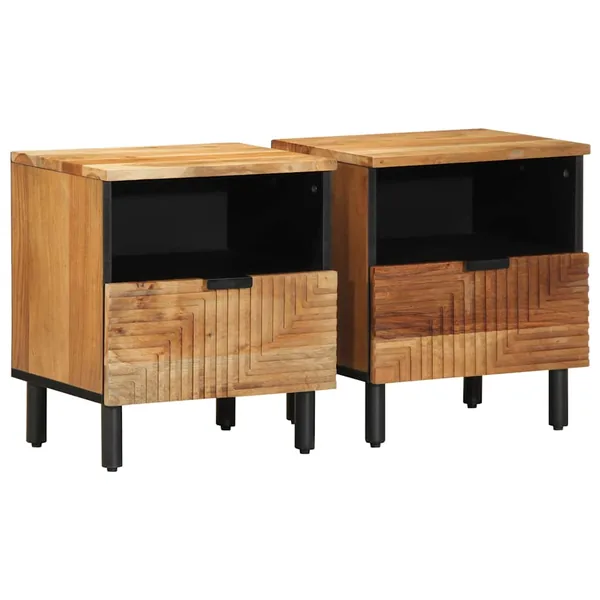 Tables de chevet (2 pcs) 40 x 33 x 46 cm bois massif d'acacia