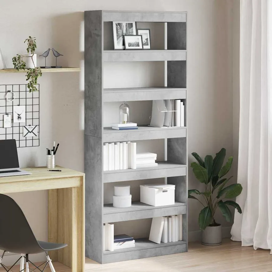 Bibliothèque Gris béton 80 x 30 x 198 cm Bois d'ingénierie