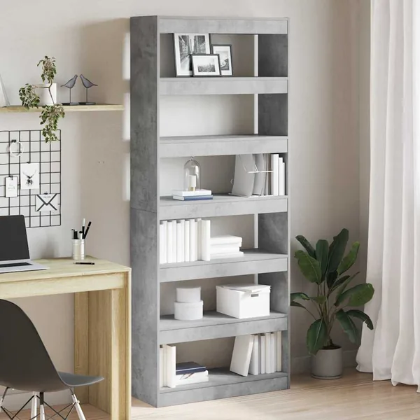 Bibliothèque Gris béton 80 x 30 x 198 cm Bois d'ingénierie