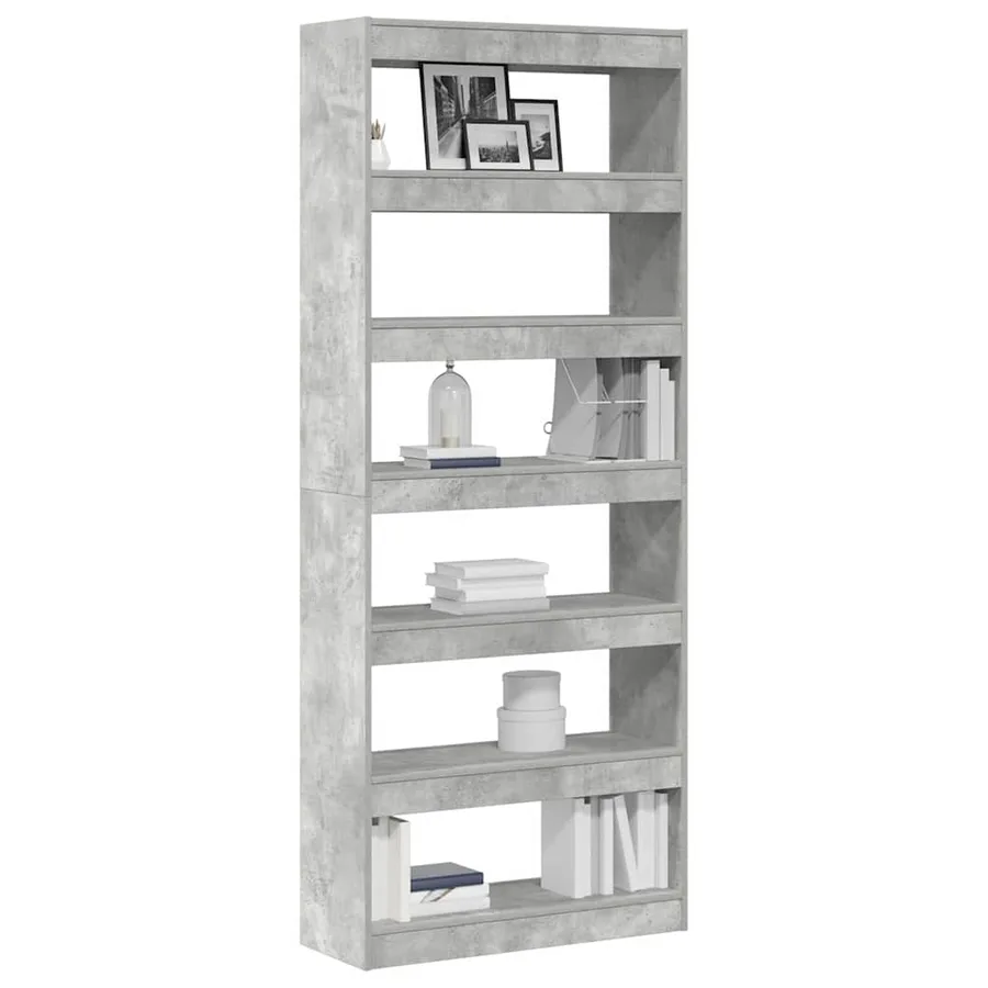 Bibliothèque Gris béton 80 x 30 x 198 cm Bois d'ingénierie - 3