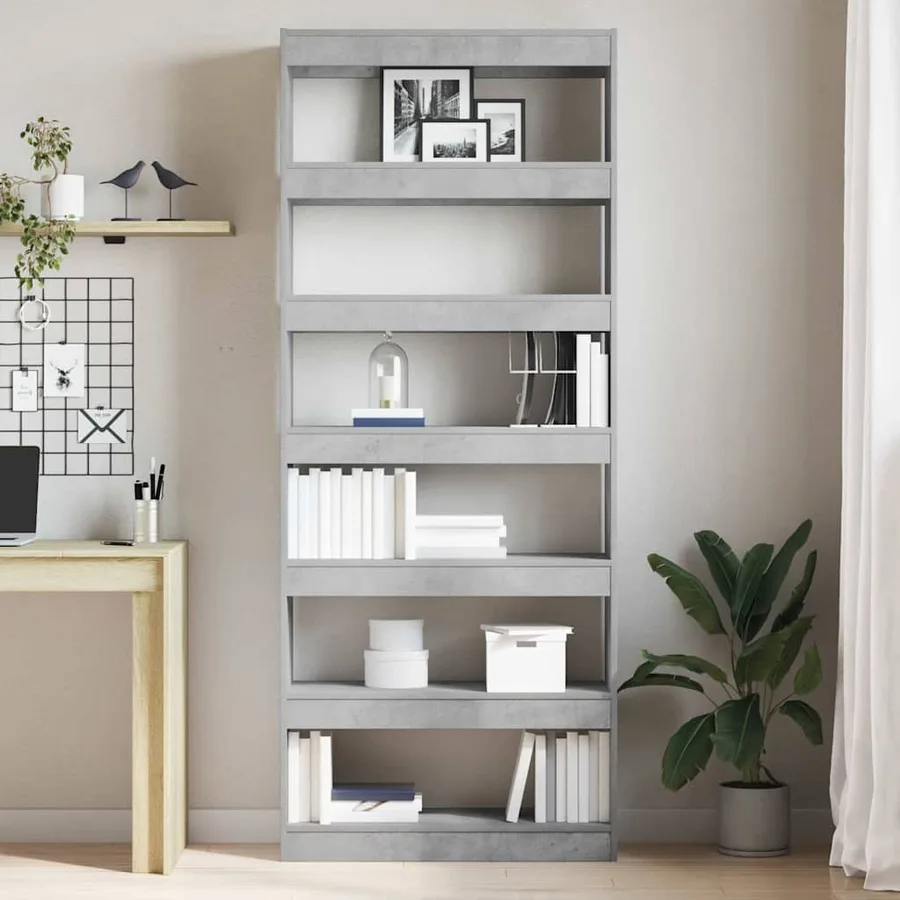 Bibliothèque Gris béton 80 x 30 x 198 cm Bois d'ingénierie - 4