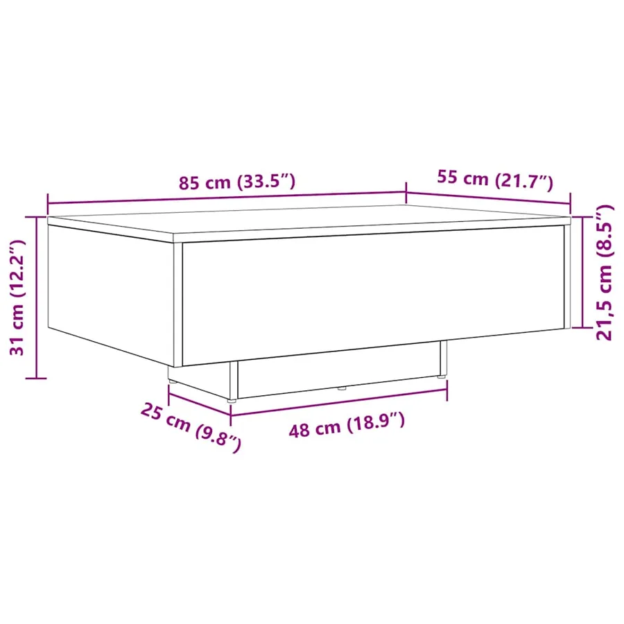 Table basse Chêne noir 85 x 55 x 31 cm Bois d'ingénierie - 11