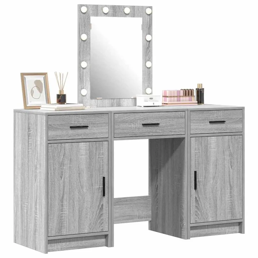Table de Toilette Gris 50 x 41 x 135 cm Bois d'ingénierie - 3