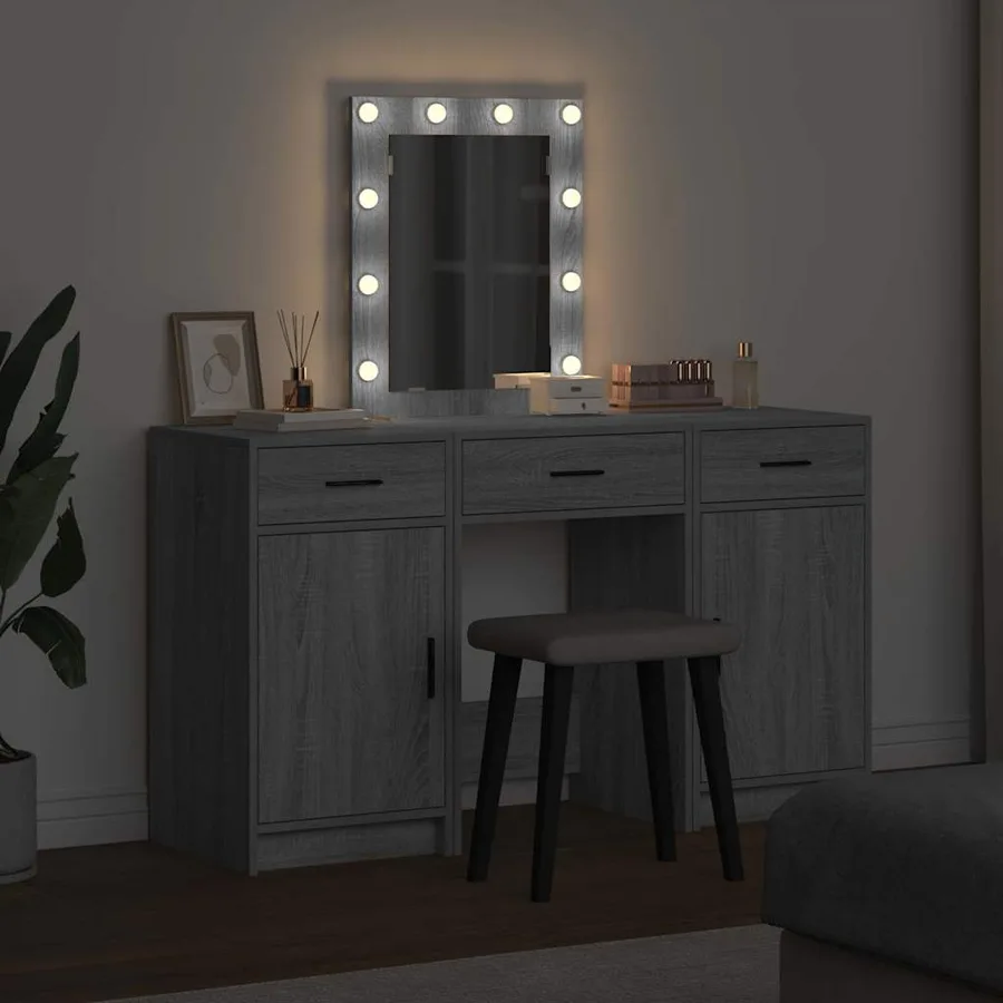 Table de Toilette Gris 50 x 41 x 135 cm Bois d'ingénierie - 4