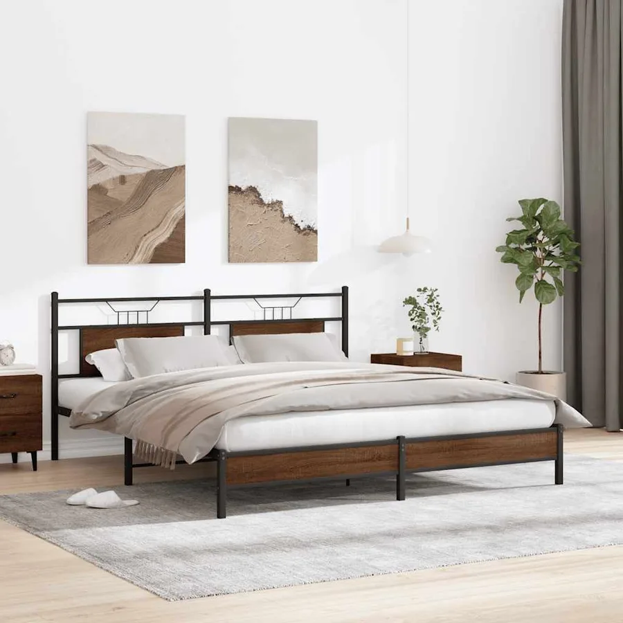 Cadre de lit sans matelas chêne marron 183x203 cm - 4