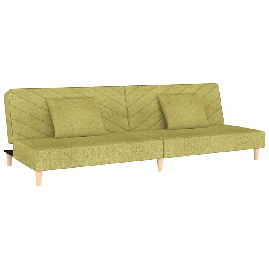 Canapé-lit à 2 places avec deux oreillers Vert Tissu - 2