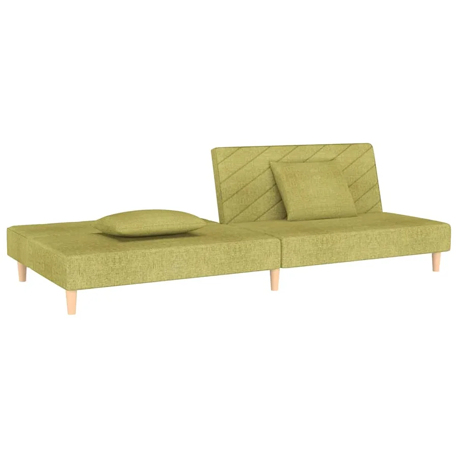Canapé-lit à 2 places avec deux oreillers Vert Tissu - 4